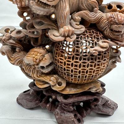 Chinese Soapstone Carved Sculpture of Foo Dogs