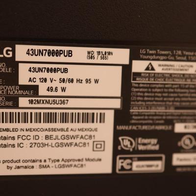 43" LG Flatscreen, 2021