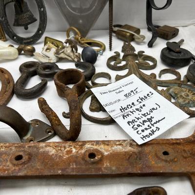Antique Metal hooks and bits framed antique photo