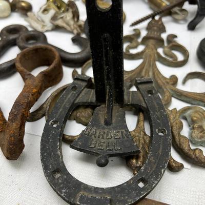 Antique Metal hooks and bits framed antique photo