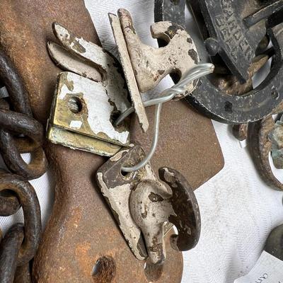 Antique Metal hooks and bits framed antique photo