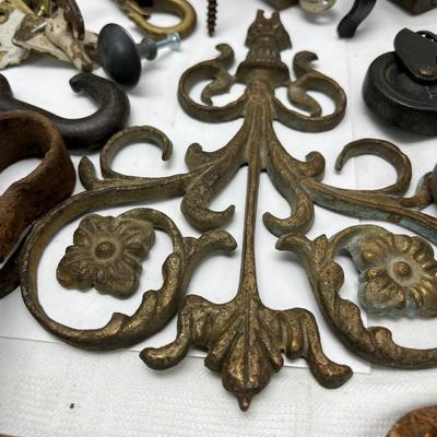 Antique Metal hooks and bits framed antique photo