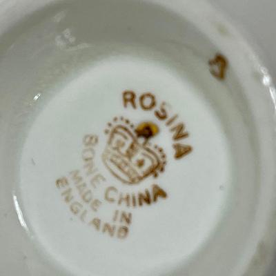 Rosina Porcelain Tea Cup & Saucer Made in England Mint Green with Flowers