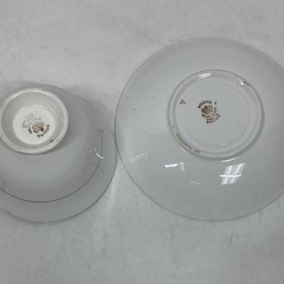 Rosina Porcelain Tea Cup & Saucer Made in England Mint Green with Flowers