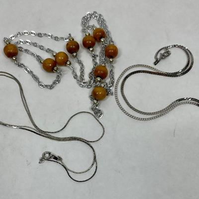 Jewelry Lot - 3 necklaces - silver tone chain