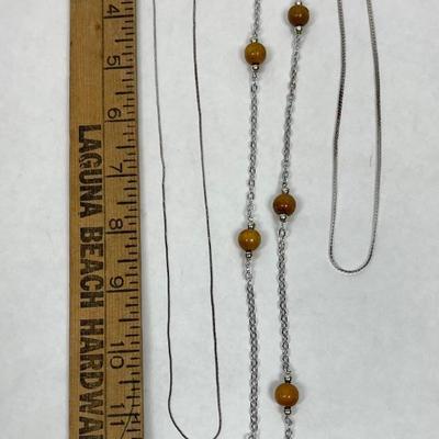 Jewelry Lot - 3 necklaces - silver tone chain