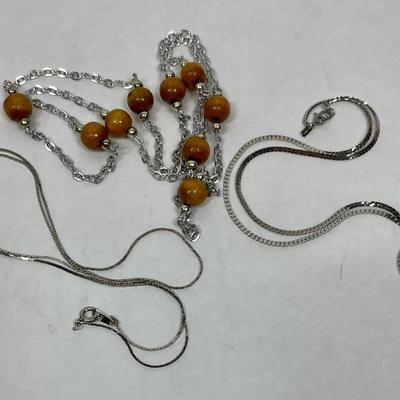 Jewelry Lot - 3 necklaces - silver tone chain