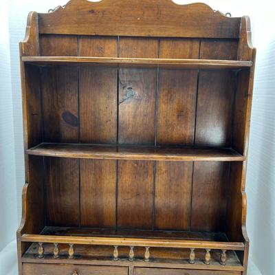 1940s hanging wooden spice rack