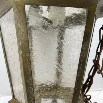 Large brass swag lamp with water glass