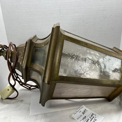 Large brass swag lamp with water glass