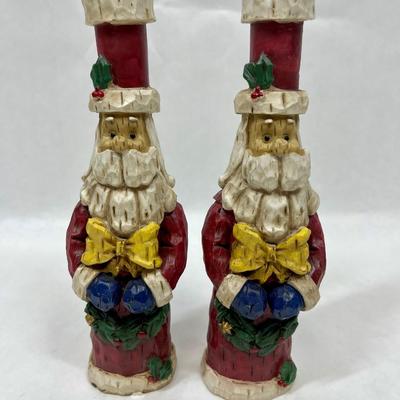 Vintage Holiday Traditions Santa Claus Candlestick Holders