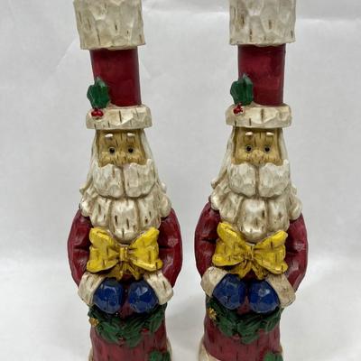 Vintage Holiday Traditions Santa Claus Candlestick Holders