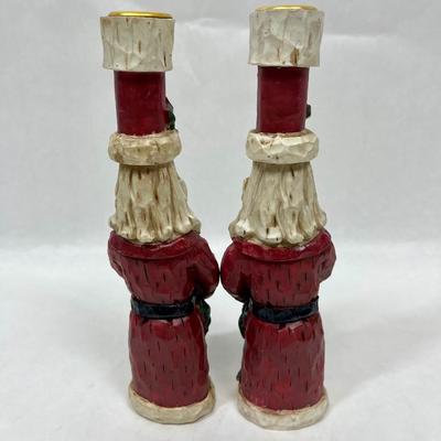 Vintage Holiday Traditions Santa Claus Candlestick Holders