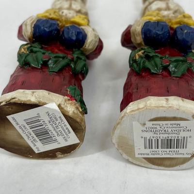 Vintage Holiday Traditions Santa Claus Candlestick Holders