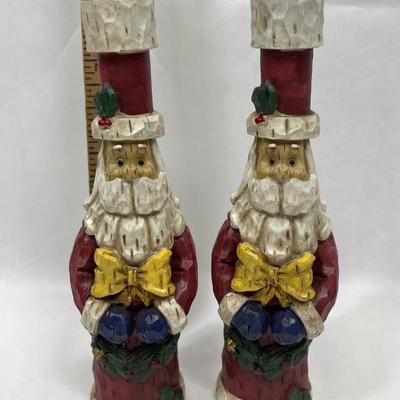 Vintage Holiday Traditions Santa Claus Candlestick Holders