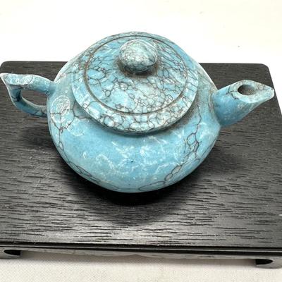 LOT OF SMALL TEAPOT CARVED OUT OF TURQUOISE