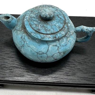LOT OF SMALL TEAPOT CARVED OUT OF TURQUOISE