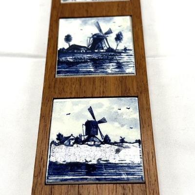 3 Delfts Blauw Hand Painted 3x3 Tiles Framed Made In Holland