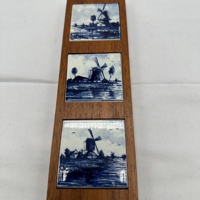 3 Delfts Blauw Hand Painted 3x3 Tiles Framed Made In Holland