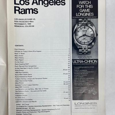 Los Angeles Rams vs. San Francisco 49ers NFL Football Program 1969 LA RAMS