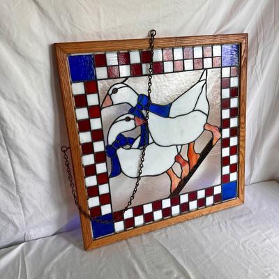 Stained Glass Geese in a Wooden Frame (MB-DZ)