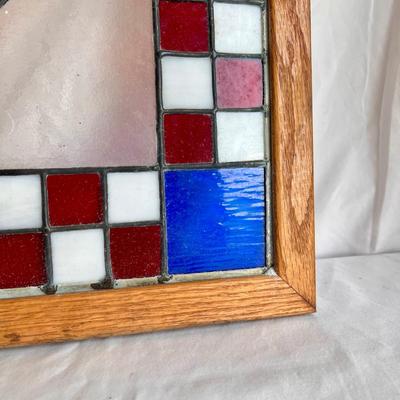 Stained Glass Geese in a Wooden Frame (MB-DZ)