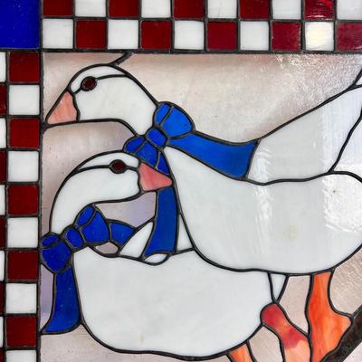Stained Glass Geese in a Wooden Frame (MB-DZ)