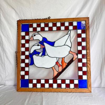 Stained Glass Geese in a Wooden Frame (MB-DZ)
