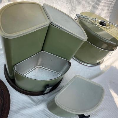 70s Avacado green Tin ware