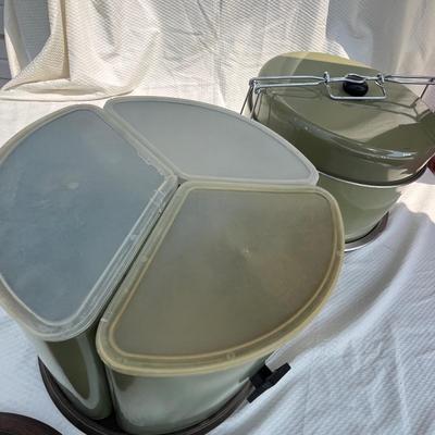 70s Avacado green Tin ware