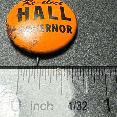 Re-elect Hall for Governor button