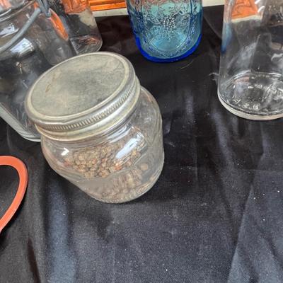 Vintage jars & dust pan