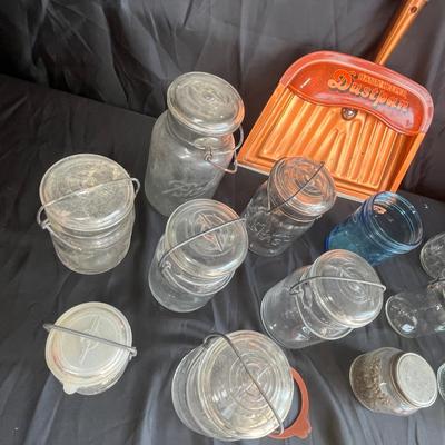 Vintage jars & dust pan