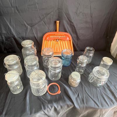 Vintage jars & dust pan