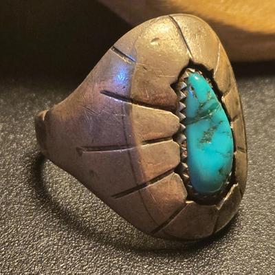 Men's Sterling and Turquoise Ring