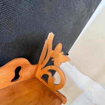 Brass towel rack & wood shelf