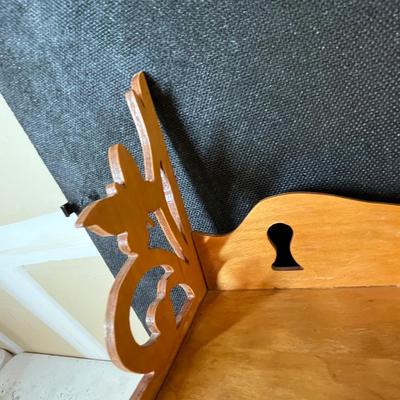 Brass towel rack & wood shelf