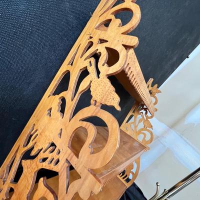 Brass towel rack & wood shelf