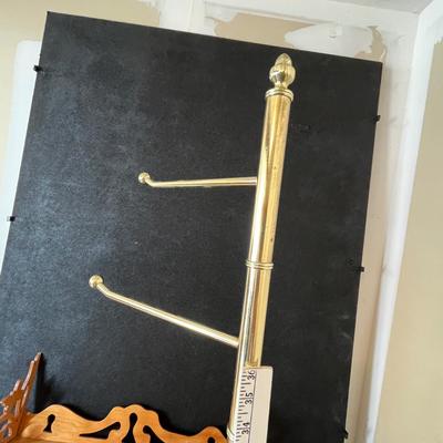 Brass towel rack & wood shelf