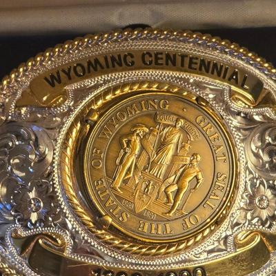 Wyoming Centennial Belt Buckle in the Box