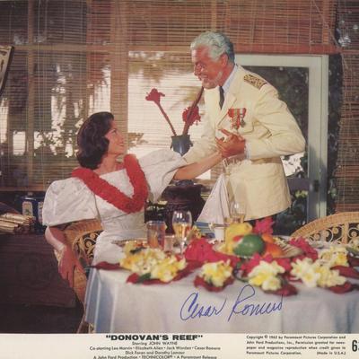 Cesar Romero signed "Donavan's Reef" movie photo