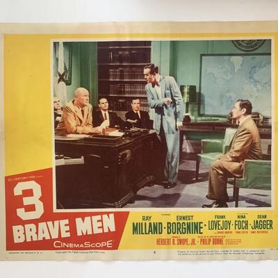 3 Brave Men original 1956 vintage lobby card