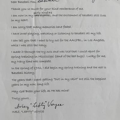 Inez Voyce Signed Note