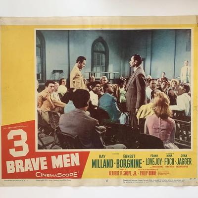 3 Brave Men original 1956 vintage lobby card