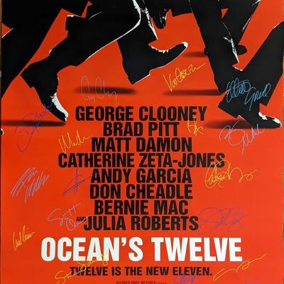 Oceans Twelve Cast Signed Movie Poster
