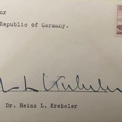 Dr. Heinz L Krekeler Signed Envelope 
