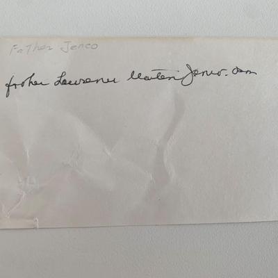 Catholic priest Father Lawrence Martin Jenco original signature