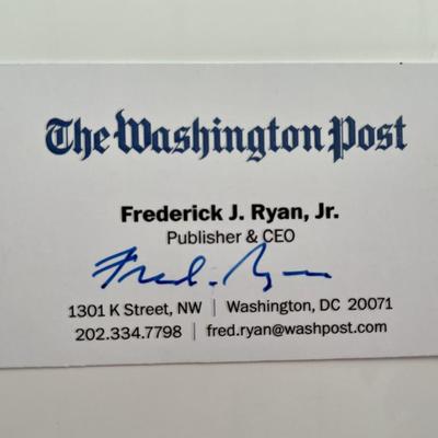 The Washington Post CEO Fred Ryan signed business card