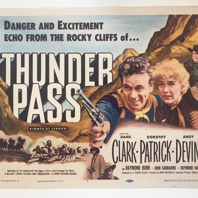 Thunder Pass original 1954 vintage lobby card