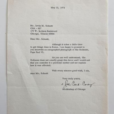 John Cardinal Cody signed letter 